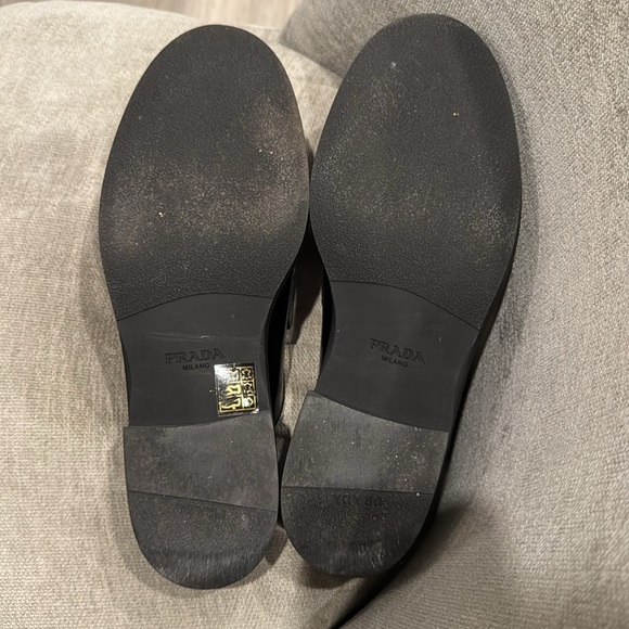 Prada Spazzolato Metal Triangle Logo 40mm Loafer Mules - Picture 6 of 11